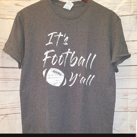 Tops - Football Yall Printed Short Sleeve Tee Shirt Gray